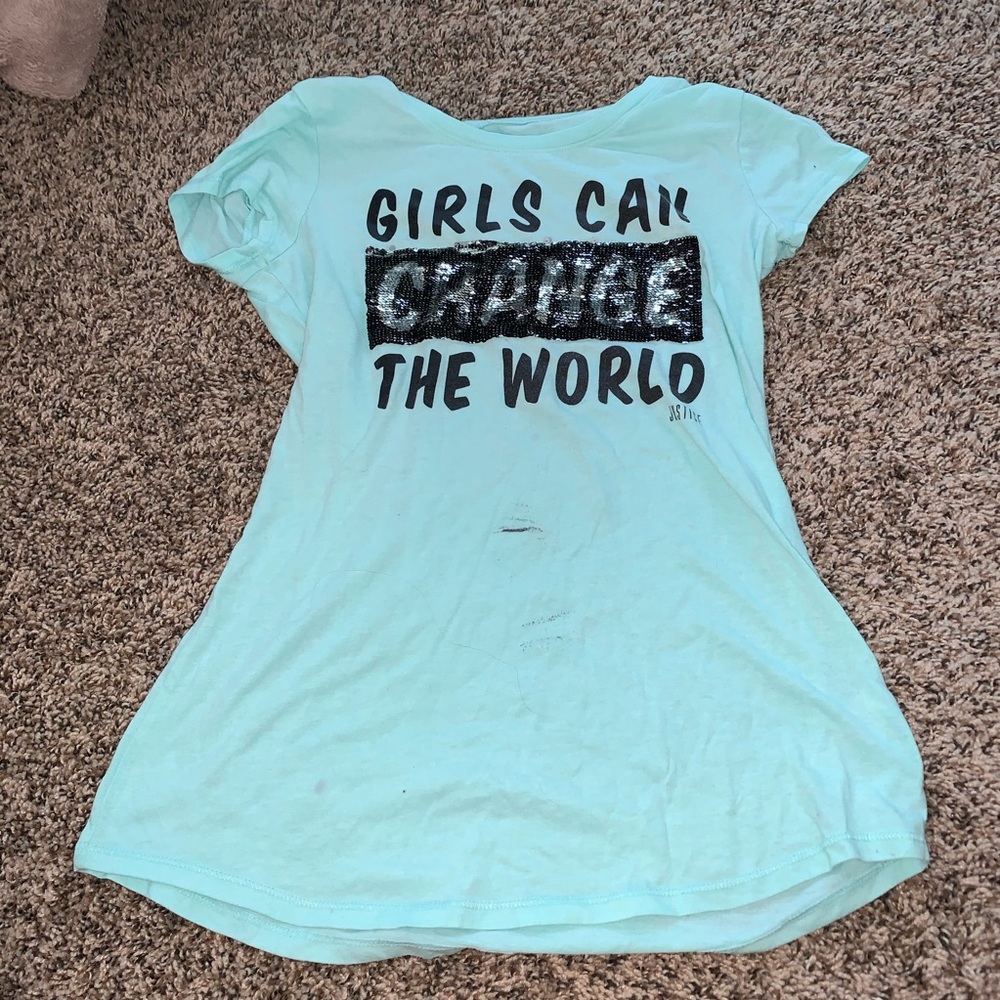 Justice GIRLS CAN CHANGE THE WORLD tee shirt